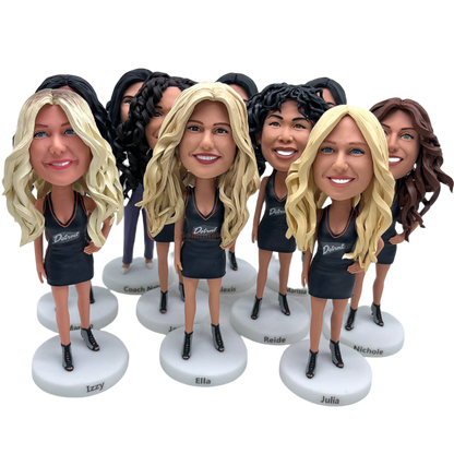 Custom Cheerleading Team Bobbleheads – Personalized Squad Figurines with Pom-Poms & Uniforms