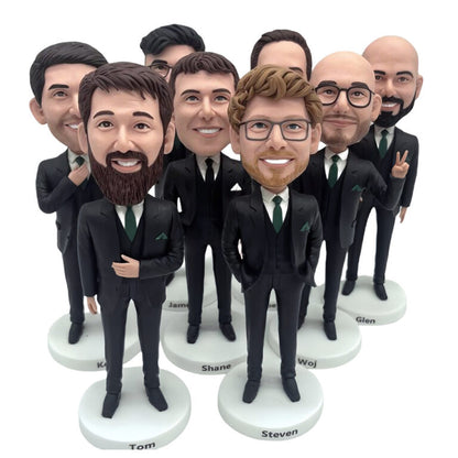 Baseball Team Fans Groomsmen Gifts  – Grooomsmen Holding Their Own Jersey Bobbleheads