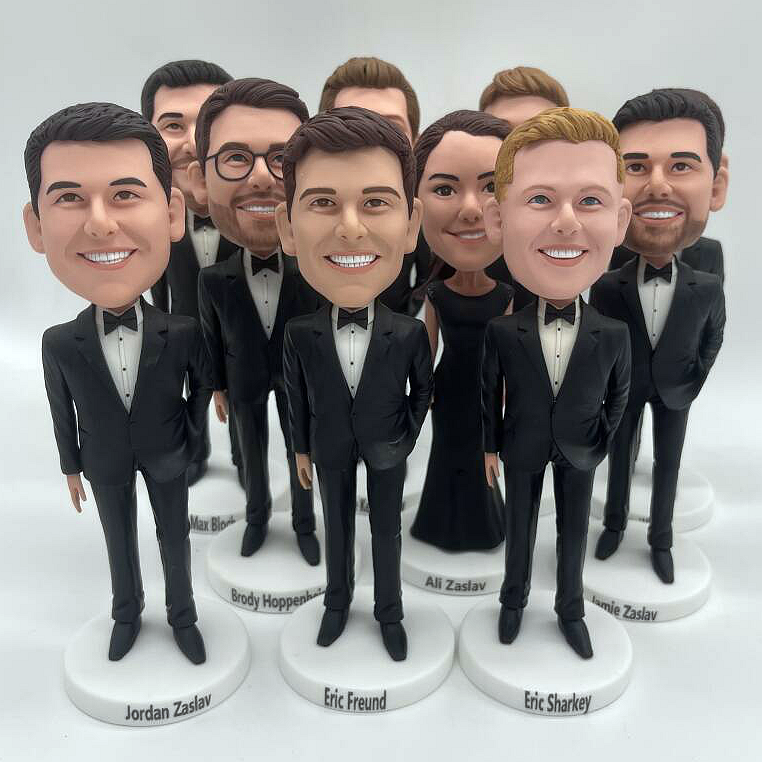 Baseball Team Fans Groomsmen Gifts  – Grooomsmen Holding Their Own Jersey Bobbleheads