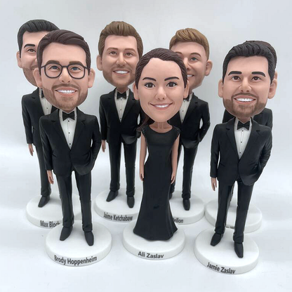 Baseball Team Fans Groomsmen Gifts  – Grooomsmen Holding Their Own Jersey Bobbleheads