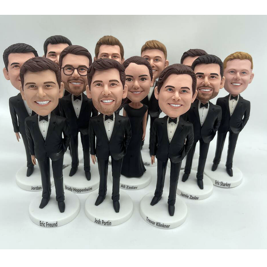 Baseball Team Fans Groomsmen Gifts  – Grooomsmen Holding Their Own Jersey Bobbleheads