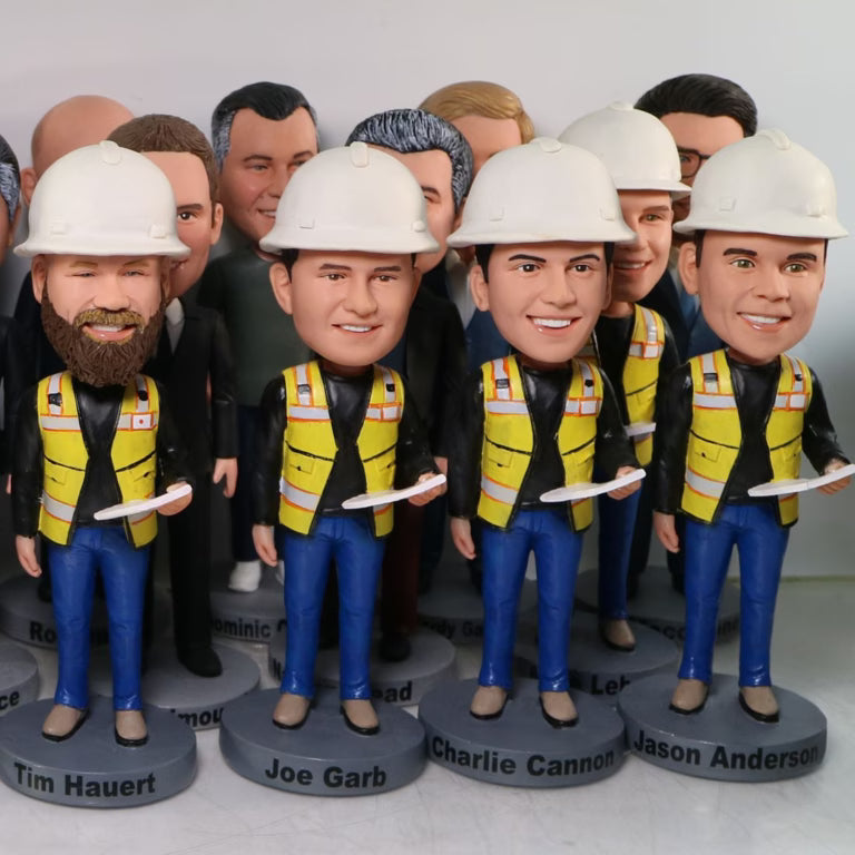 Custom Construction Team Bobbleheads - Hard Hat Crew Gifts | Myteambobbleheads